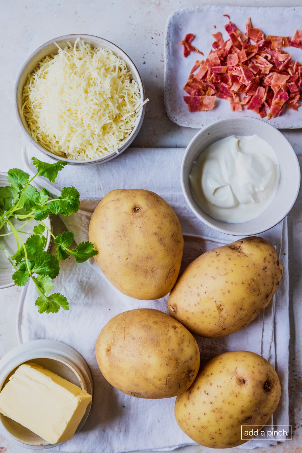 Ingredients used for making twice baked potato recipe.