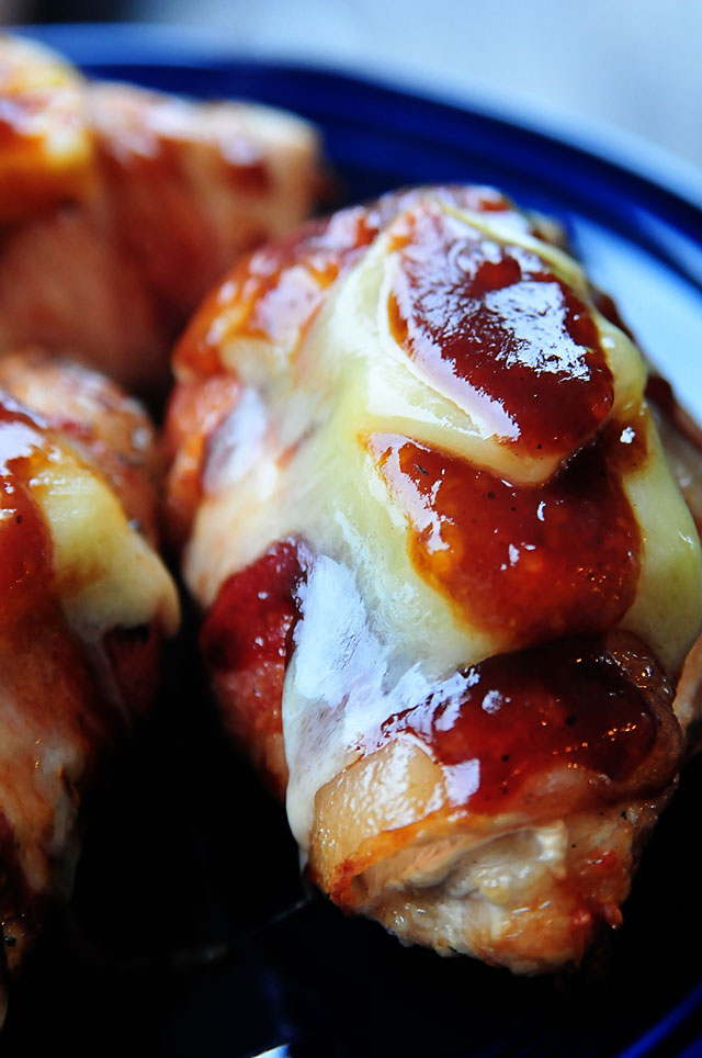 BBQ Chicken with Bacon and Cheddar Recipe | ©addapinch.com