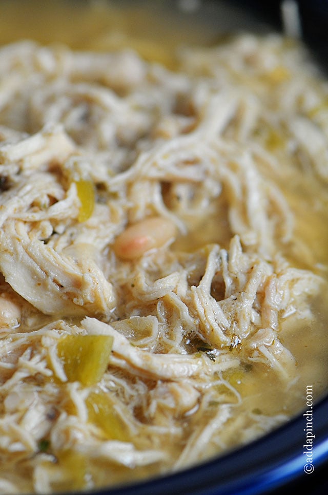 Blue bowl full of white chicken chili.