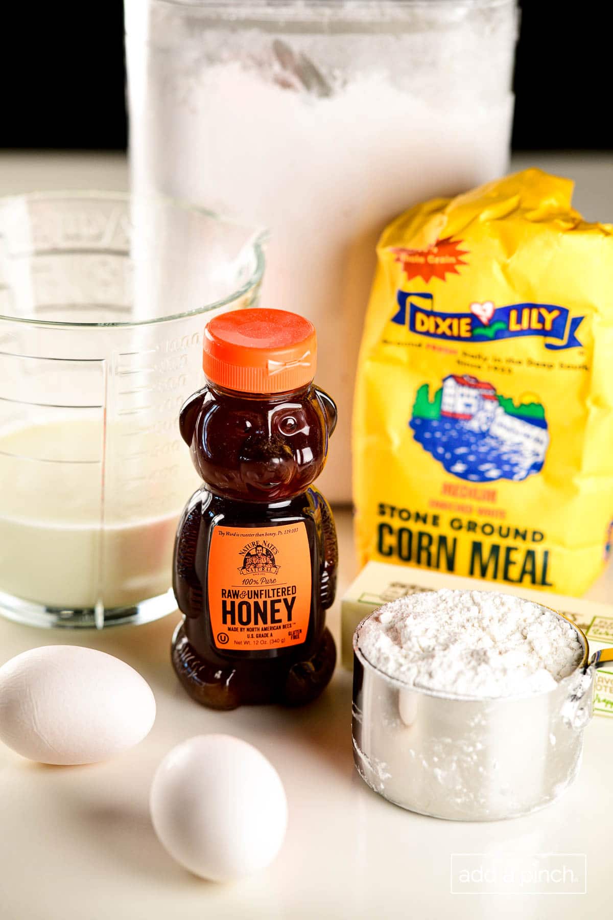 Photograph of cornbread muffin ingredients. 