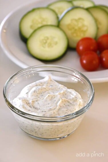 Easy Ranch Dip - Ranch dip makes the perfect little dip as an appetizer or snack! Quick and easy, this ranch dip is made of whole food ingredients you most likely have on hand! // addapinch.com