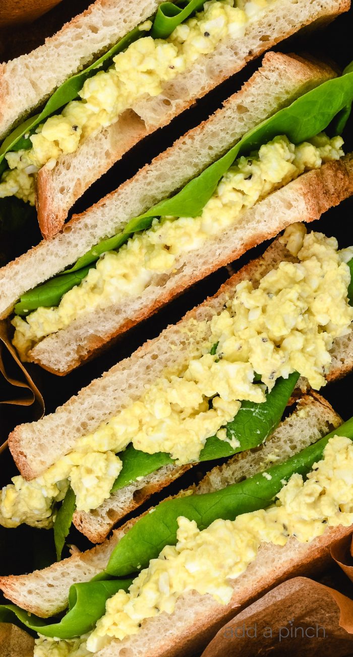 Egg Salad Sandwich Recipe - This classicรย egg salad sandwich recipe makes the best sandwich recipe! Light, creamy and delicious it makes the perfect quick and easy lunch or light supper. รย // addapinch.com