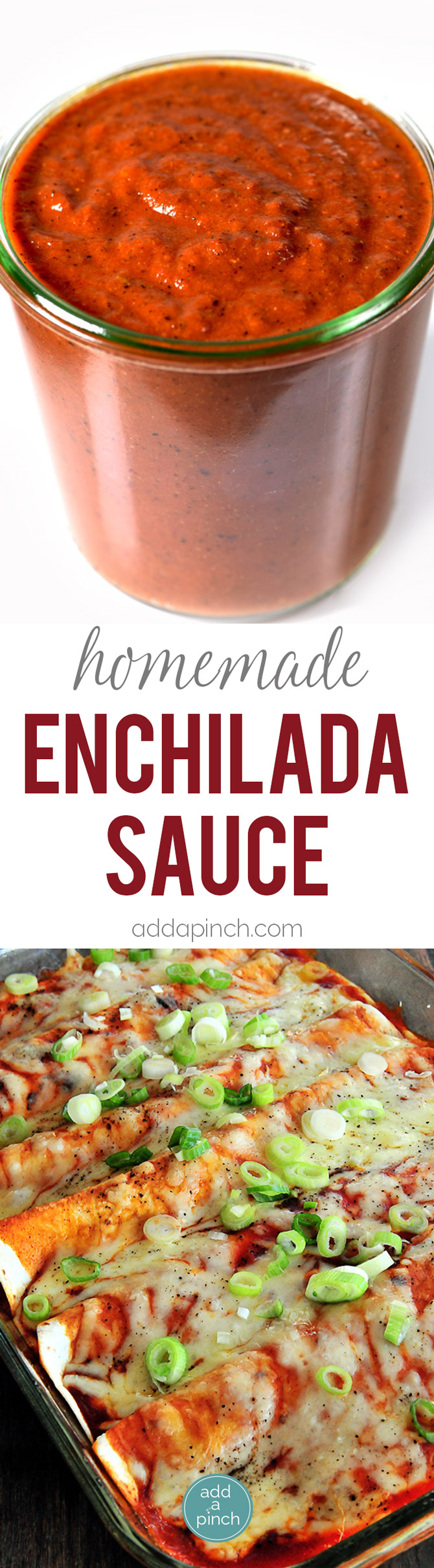 Enchilada Sauce Recipe - Enchilada Sauce makes a staple ingredient to keep on hand for quick meals. Get this family-favorite easy homemade enchilada sauce recipe. // addapinch.com