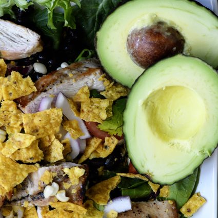 Grilled Chicken Fiesta Salad Recipe - This simple grilled chicken salad recipe is kicked up a notch for a spicy Tex-Mex favorite.