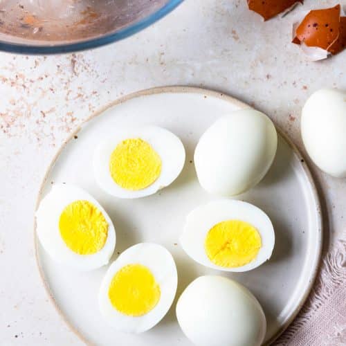 Peeling hard boiled eggs.
