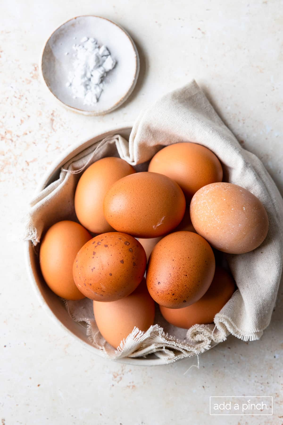 Eggs and baking soda for hard boiled eggs.