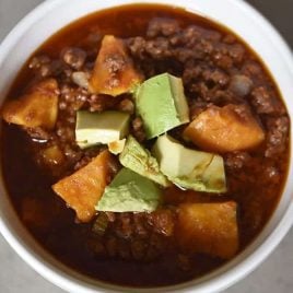 Instant Pot Sweet Potato Chili Recipe - This Instant Pot Sweet Potato Chili makes a hearty, delicious chili recipe in minutes! Made with ground beef, sweet potatoes, and packed with flavor! // addapinch.com