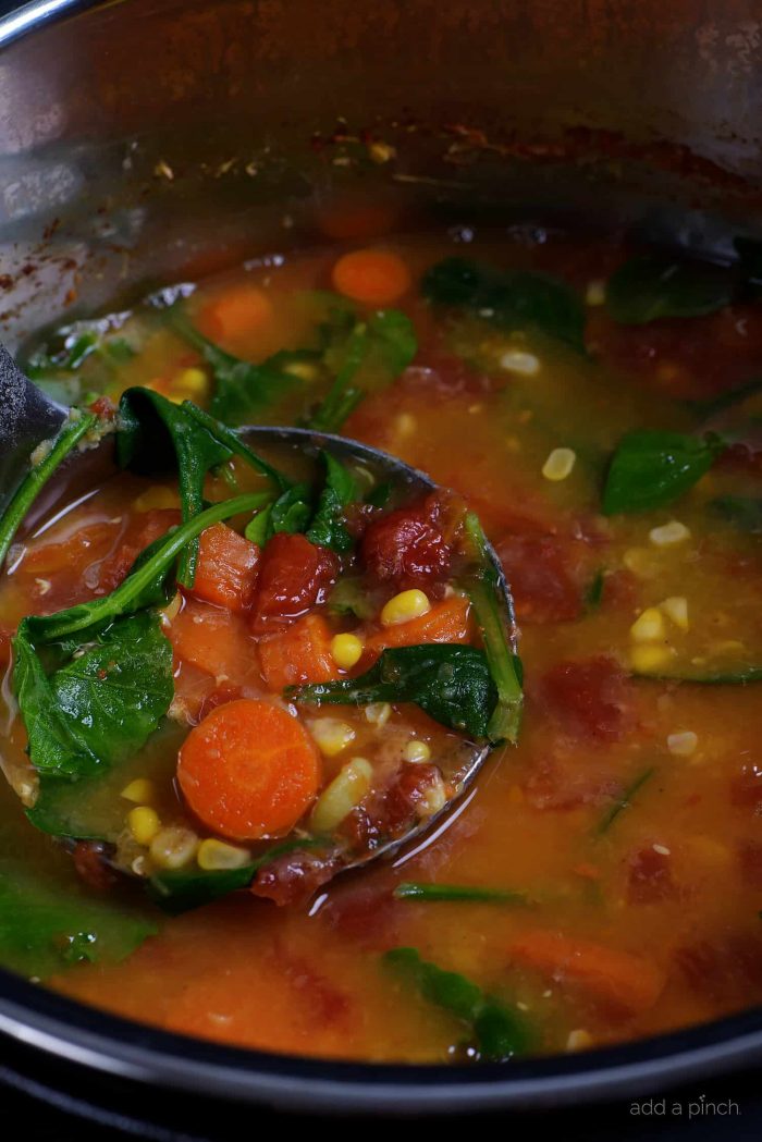 Lentil Vegetable Soup Recipe - This easy one pot Lentil Vegetable Soup recipe is a warm, comforting and delicious soup recipe! Gluten-free, vegetarian and vegan, but one that even meat lovers love! // addapinch.com