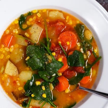 Lentil Vegetable Soup Recipe - This easy one pot Lentil Vegetable Soup recipe is a warm, comforting and delicious soup recipe! Gluten-free, vegetarian and vegan, but one that even meat lovers love! // addapinch.com