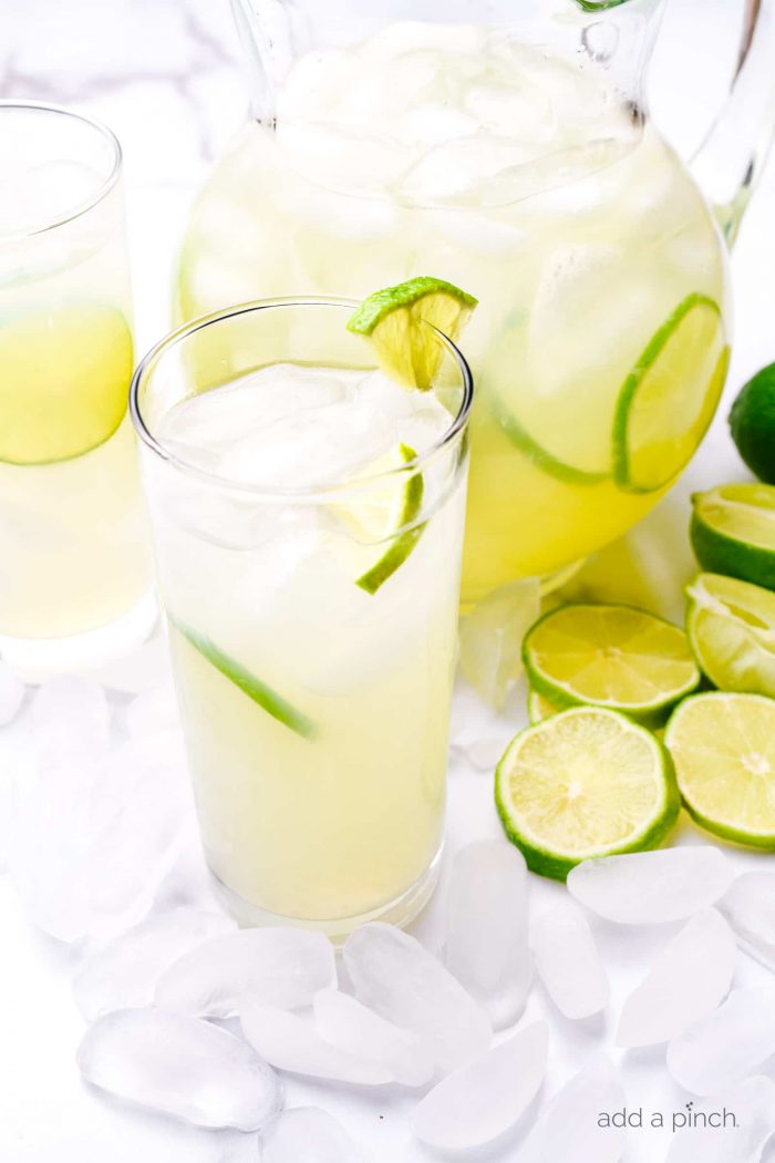 Limeade makes a refreshing drink, especially in the summer. Made of limes, sugar, and water, this limeade recipe is a keeper! // addapinch.com
