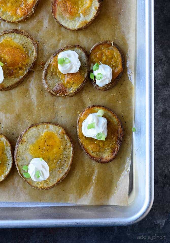 Loaded Potato Skin Bites Recipe - Loaded Potato Skin Bites Recipe - These loaded potato skin bites include everything you love about loaded potato skins in an easy bite! // addapinch.com