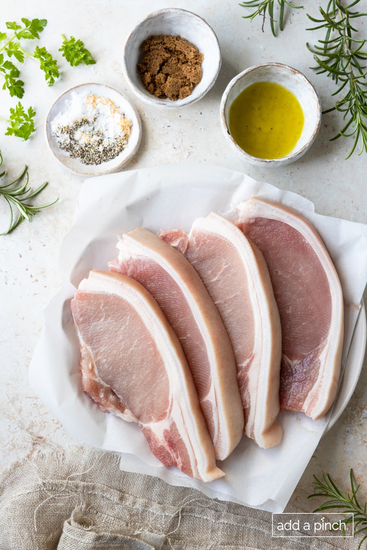 Photo of ingredients used to make oven baked pork chops.