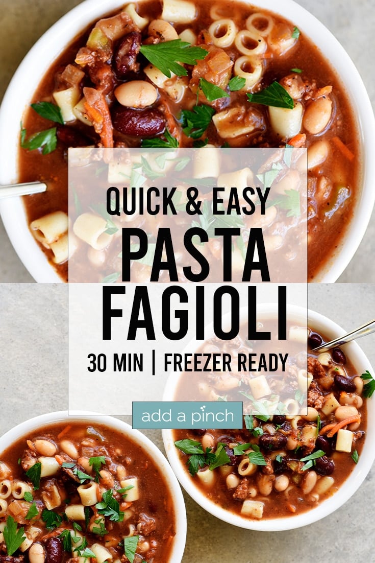 Photograph collage of pasta Fagioli