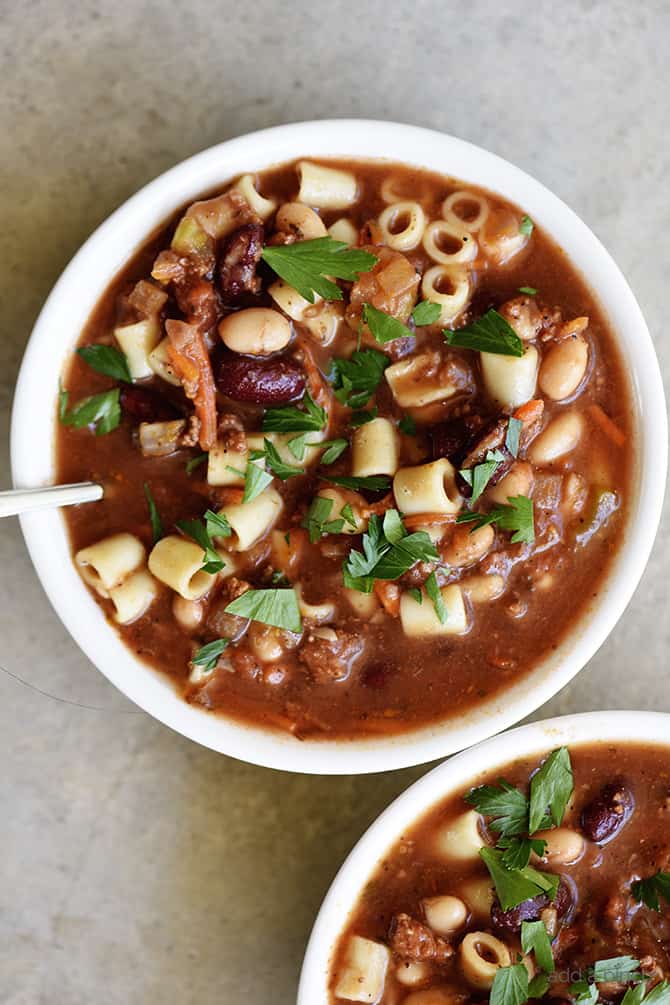 Pasta Fagioli Recipe - If you love the Olive Garden Pasta Fagioli recipe, then I think you'll love this homemade version as much or more! Ready in 30 minutes! // addapinch.com