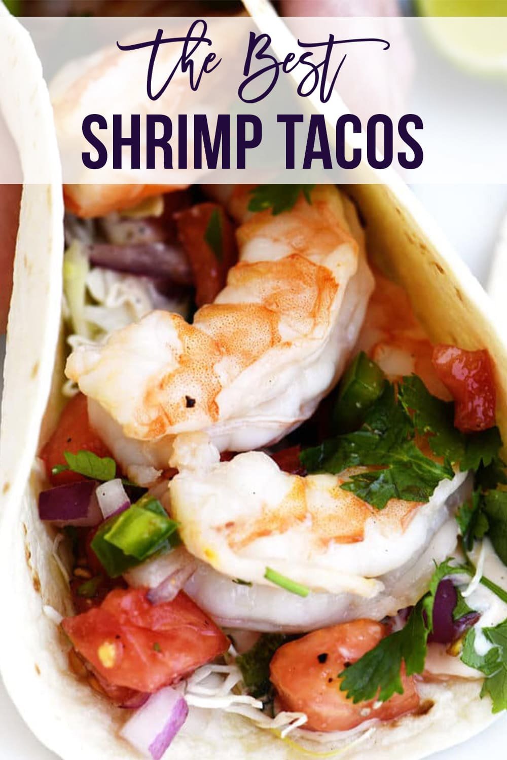 Shrimp Tacos with fresh ingredients - with text - addapinch.com