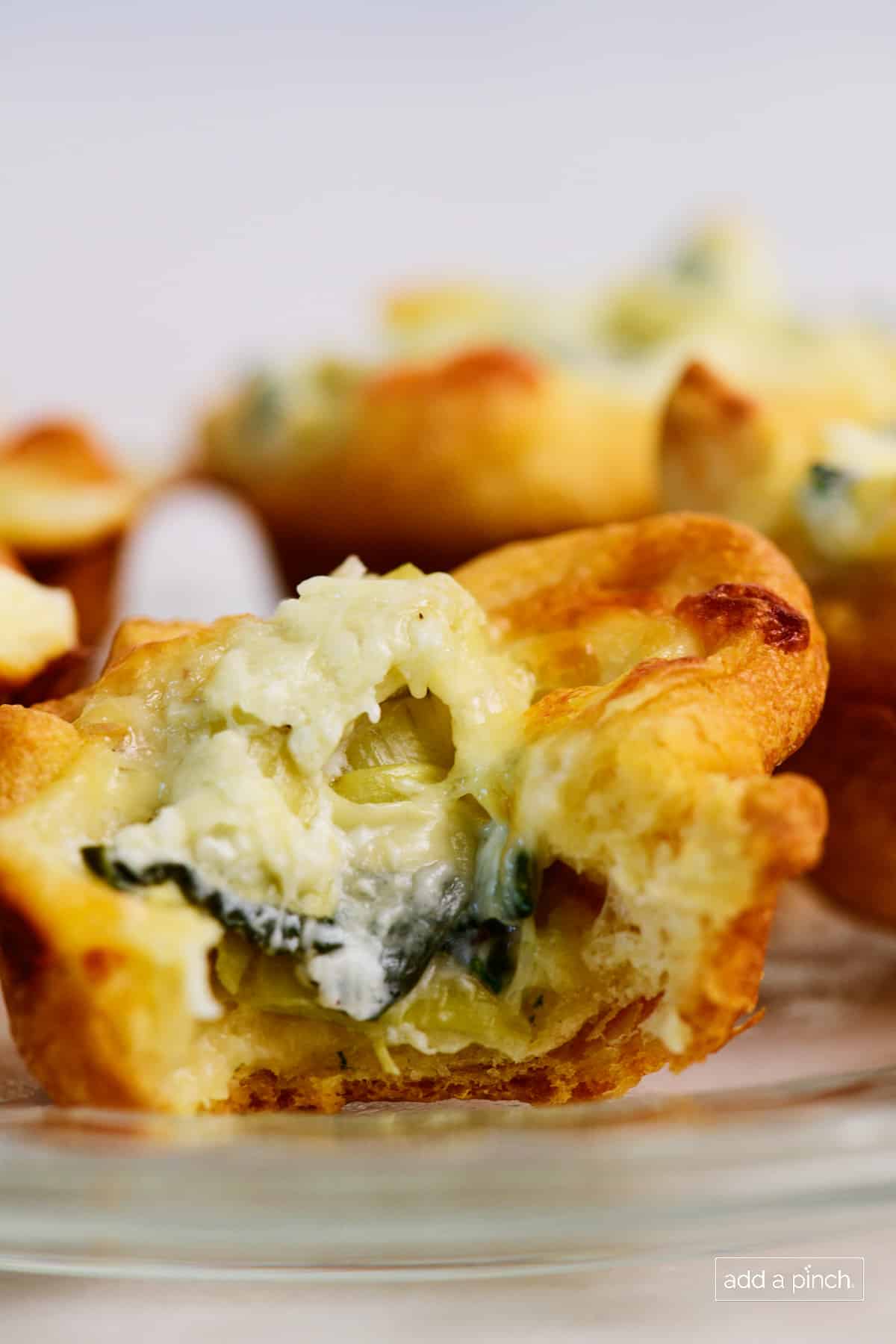 Closeup photo of spinach dip bites