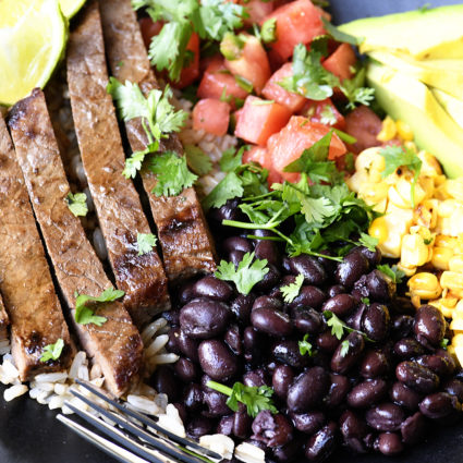 Steak Burrito Bowl Recipe - This easy steak burrito bowl recipe is one that rivals the restaurant version! Ready and on the table in minutes! // addapinch.com