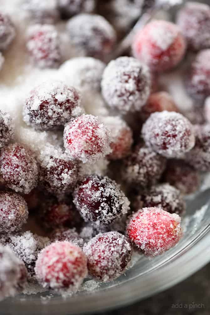 Sugar added to cranberries // addapinch.com