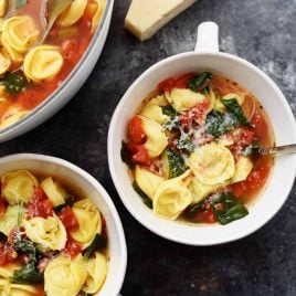 Vegetable Tortellini Soup Recipe - This quick and easy vegetable tortellini soup comes together in minutes for a flavorful soup recipe loaded with vegetables and delicious bites of tortellini. // addapinch.com
