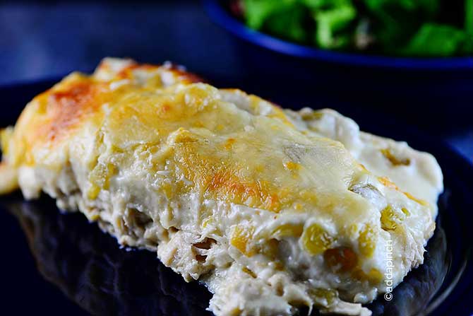White Chicken Enchiladas Recipe from addapinch.com